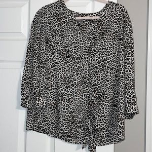 Cheetah print tie in the front blouse